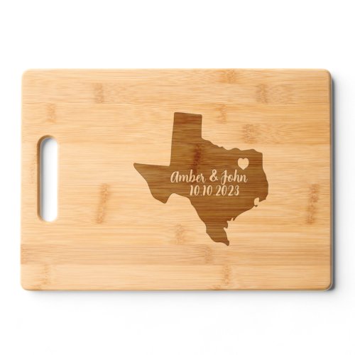 Personalized Texas state monogram etched Cutting Board