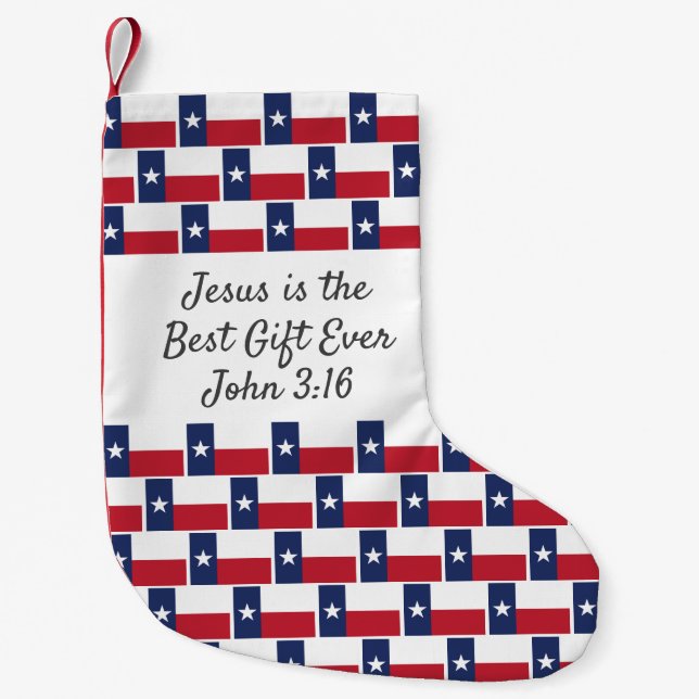 Personalized TEXAS TEXAN FLAG Small Christmas Stocking (Front)