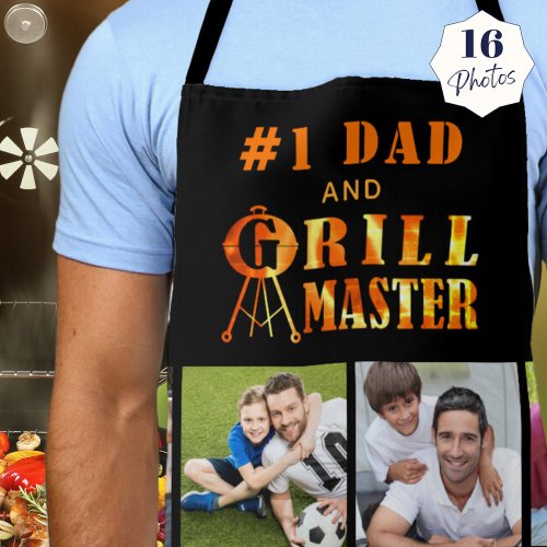 Personalized Text 1 DAD GRILL MASTER 16 Photo Apron