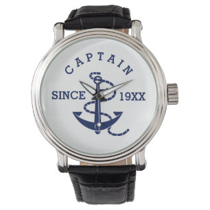 Personalized Text and Date Nautical Anchor Watch