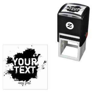 Personalized text and image grungy messy self-inking stamp