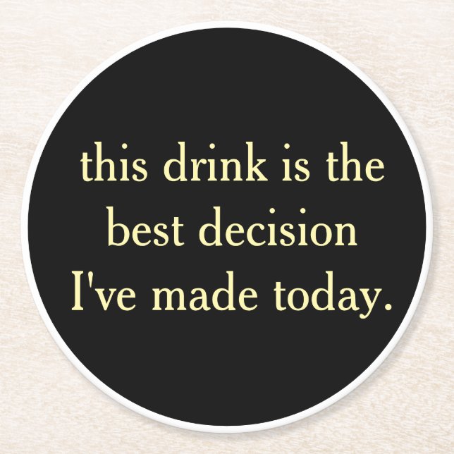 Personalized Text And Name Funny Cool Party  Round Paper Coaster (Front)