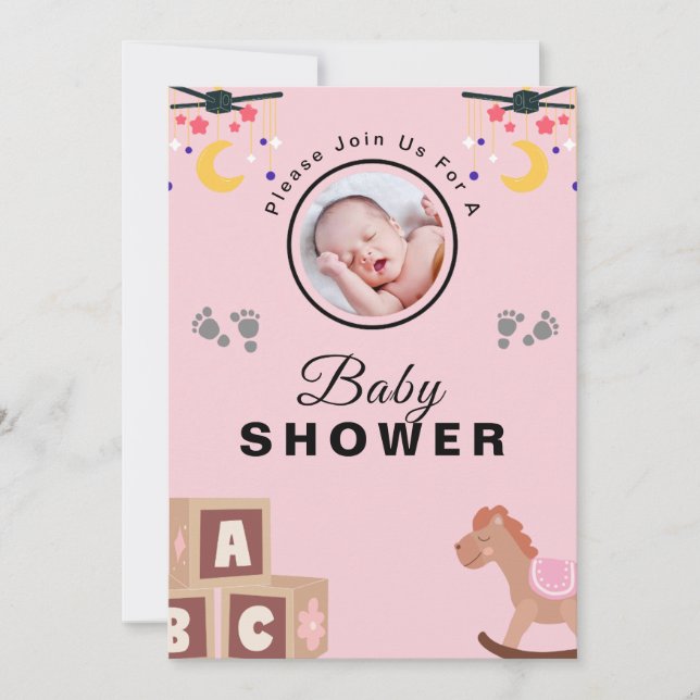 Personalized Text And Photo Baby Shower Invitation (Front)