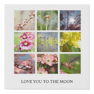 Personalized Text and Photo Collage Faux Canvas Print