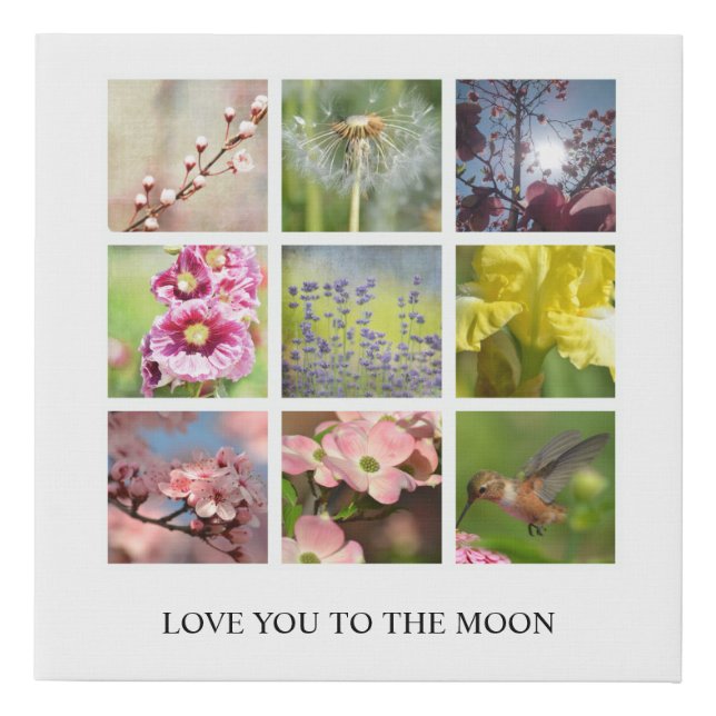 Personalized Text and Photo Collage Faux Canvas Print (Front)
