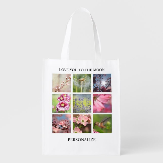 Personalized Text and Photo Collage Grocery Bag (Front)