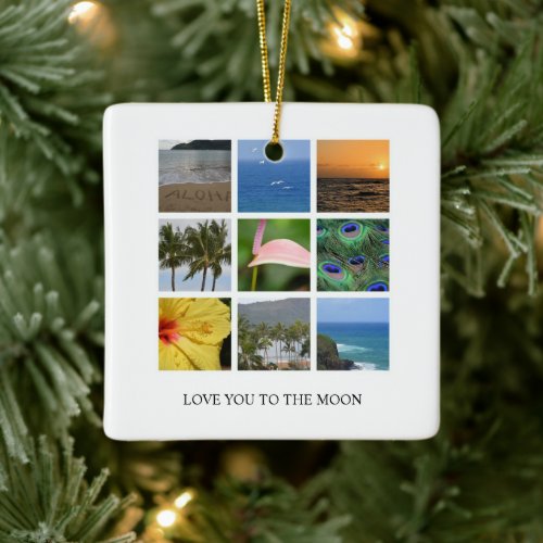 Personalized Text and Photo Collage Hawaii Ceramic Ornament