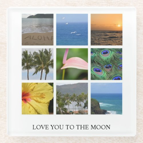 Personalized Text and Photo Collage Hawaii  Glass Coaster
