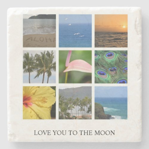 Personalized Text and Photo Collage Hawaii Stone Coaster