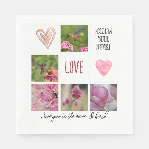 Personalized Text and Photo Collage Love Pink Napkins