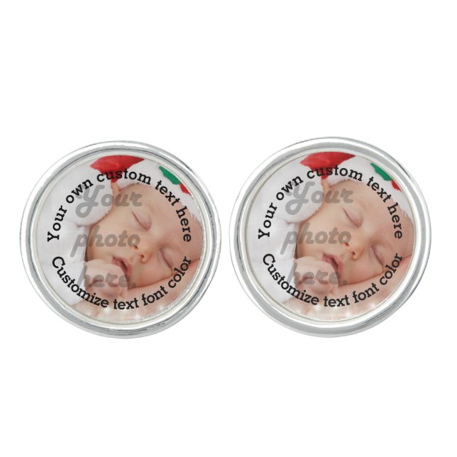 Personalized text and photo template cufflinks (Front)