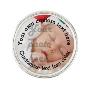 Personalized text and photo template lapel pin