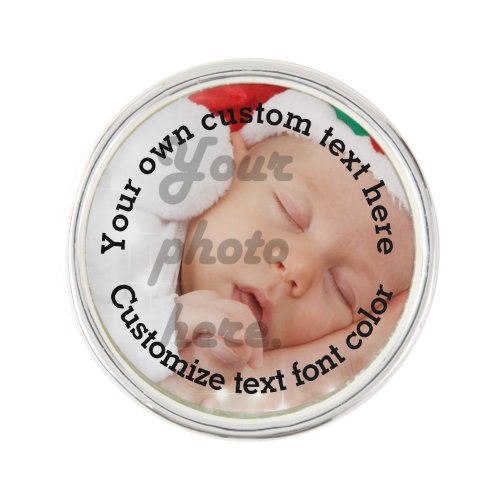 Personalized text and photo template lapel pin