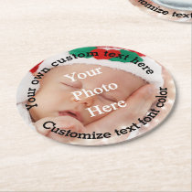 Personalized text and photo template round paper coaster Personalized text and photo template round paper coaster