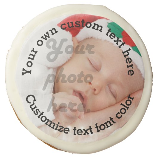 Personalized text and photo template sugar cookie (Front)