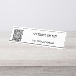 Personalized Text and QR Code Desk Name Plate