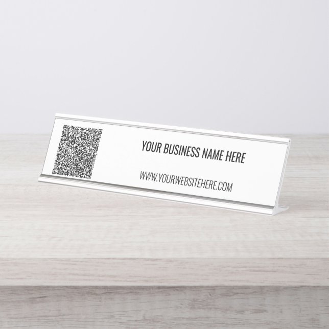 Personalized Text and QR Code Desk Name Plate (Front)