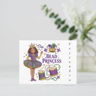 Personalized Text Bead Princess - Mardi Gras Postcard