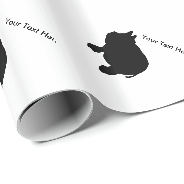 Personalized Text, Black Mini Pig Wrapping Paper (Roll Corner)