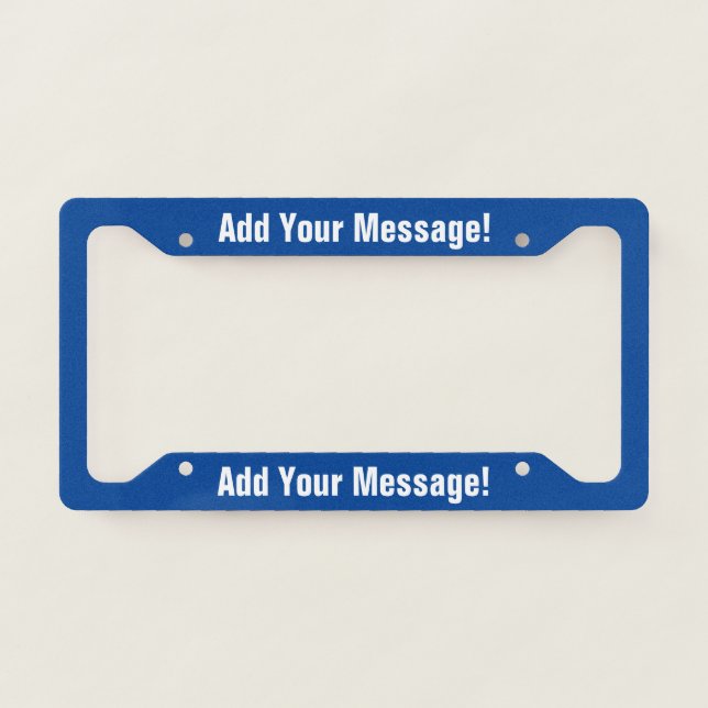 PERSONALIZED TEXT Blue License Plate Frame (Front)