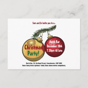 Personalized Text Christmas Tree Baubles Cartoon Invitation