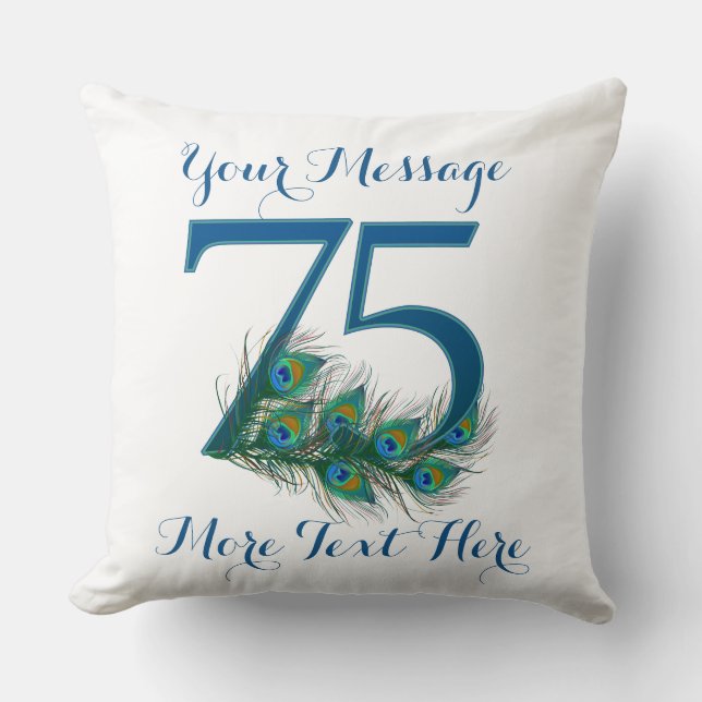 Personalized text classy 75th Birthday 75 Pillows (Front)