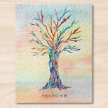 Personalized Text Custom Photo  Jigsaw Puzzle<br><div class="desc">This unique jigsaw puzzle is decorated with a colorful mosaic tree on a watercolor background.
Easily customizable it with your family name or inspirational quote.
Original Mosaic and Watercolor © Michele Davies.</div>