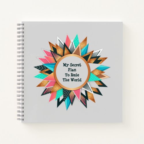 Personalized Text Cute Girly Medallion Notebook