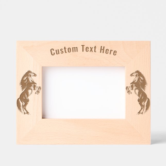 Personalized Text Etched Frame Upright Horses (Front)