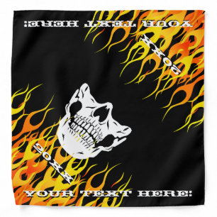 Personalized Text Flames Skull Half Face Mask Bandana