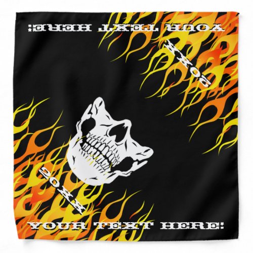 Personalized Text Flames Skull Half Face Mask Bandana