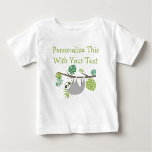 Personalized Text Fun Hanging Sloth Baby T-Shirt