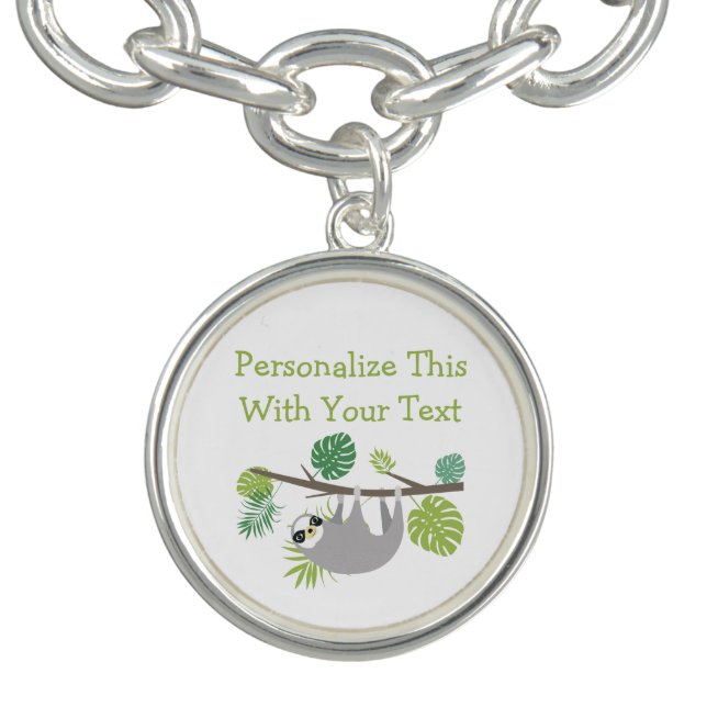 Personalized Text Fun Hanging Sloth Bracelet (Design)