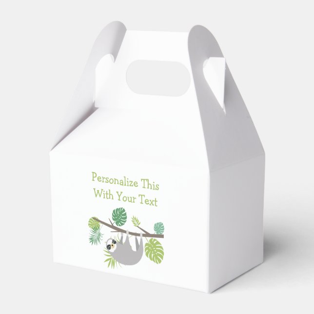 Personalized Text Fun Hanging Sloth Favor Boxes (Front Side)