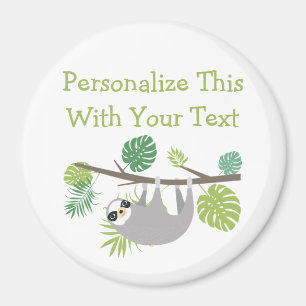 Personalized Text Fun Hanging Sloth Magnet