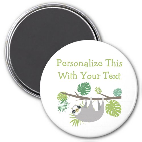 Personalized Text Fun Hanging Sloth Magnet