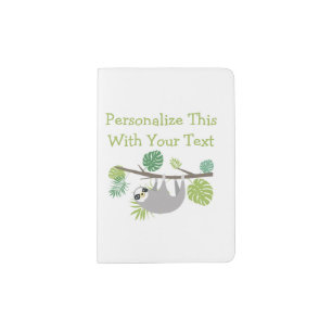 Personalized Text Fun Hanging Sloth Passport Holder