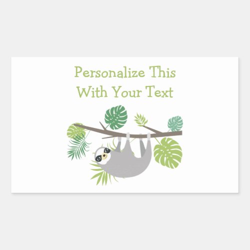 Personalized Text Fun Hanging Sloth Rectangular Sticker