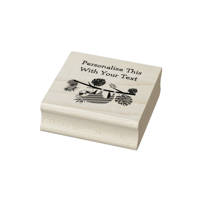 Personalized Text Fun Hanging Sloth Rubber Stamp (Stamp)