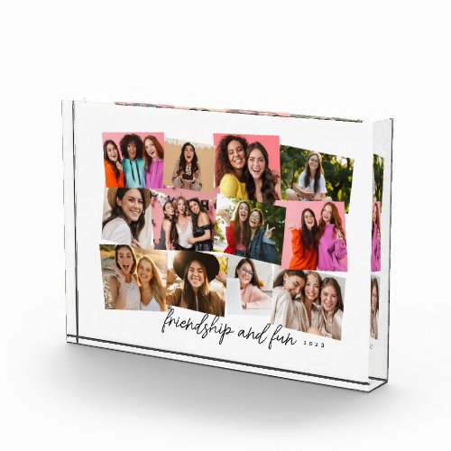 Personalized text fun memory collage photo block