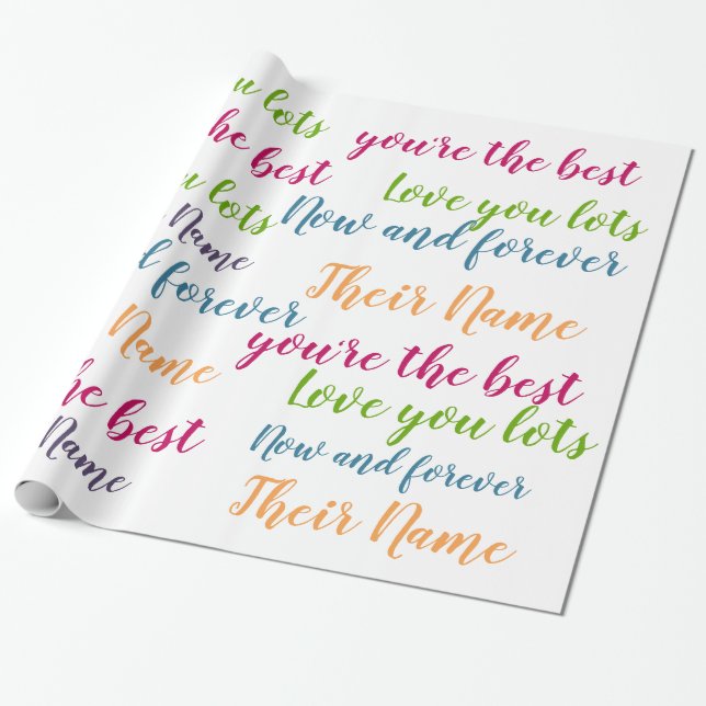 Personalized TEXT GiftWrap - Handwriting Script Wrapping Paper (Unrolled)