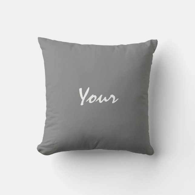 Personalized Text Grey and White Throw Pillow (Front)