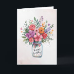 Personalized text Happy Birthday Floral Bouquet    Card<br><div class="desc">Personalized text Happy Birthday Watercolor Floral Card</div>