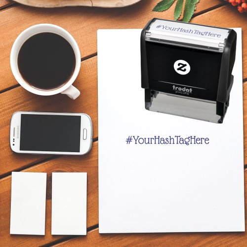 Personalized Text Hashtag Self Inking Rubber Stamp