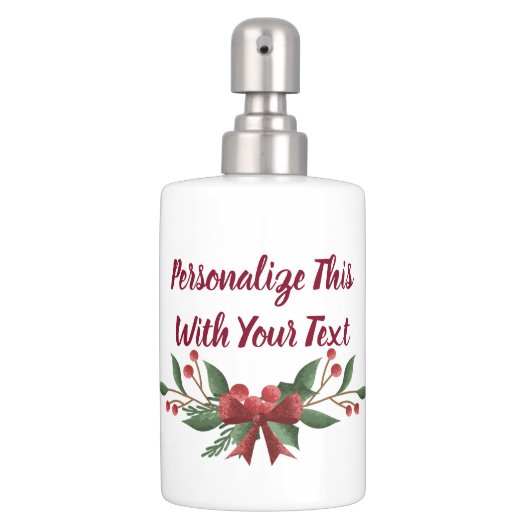 Personalized Text Holly and Berry Christmas Bath Set (Front)