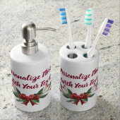 Personalized Text Holly and Berry Christmas Bath Set (Front)