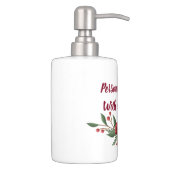 Personalized Text Holly and Berry Christmas Bath Set (Right)