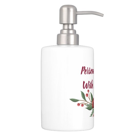 Personalized Text Holly and Berry Christmas Bath Set (Right)