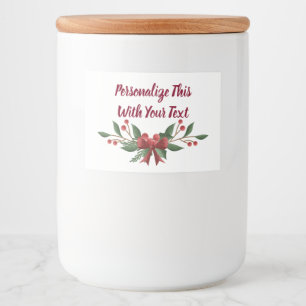 Personalized Text Holly and Berry Christmas Food Label