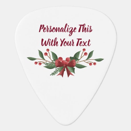 Personalized Text Holly and Berry Christmas Guitar Pick